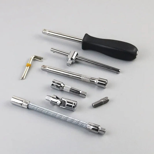 46pcs / 53pcs Car Repair Tool Kit – 1/4-Inch Socket Set with Ratchet & Torque Wrench Combo for Auto Repair & Mechanic Use