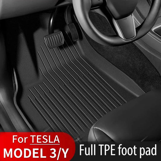 All-Season Waterproof TPE Floor Mats for Tesla Model 3 & Y (2019-2025) — Durable, Non-Slip, Custom Fit